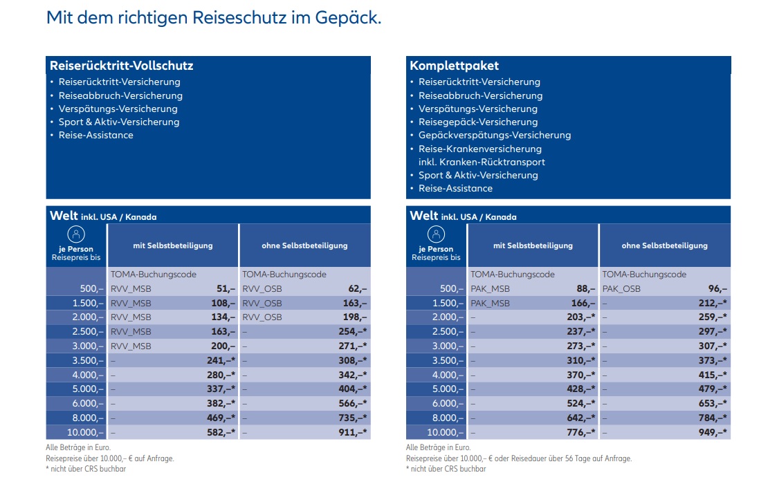 Reiseversicherung Allianz Travel 2023 Reiseschutz Übersicht