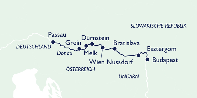 Routenkarte Donau-Metropolen