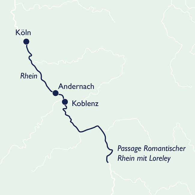 Routenkarte Karneval von Köln bis Koblenz