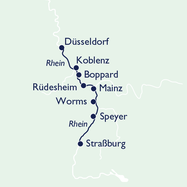 Routenkarte Weihnachtliche Rheinreise ins Elsass