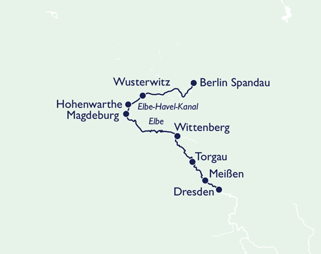Routenkarte Frühling an der Elbe