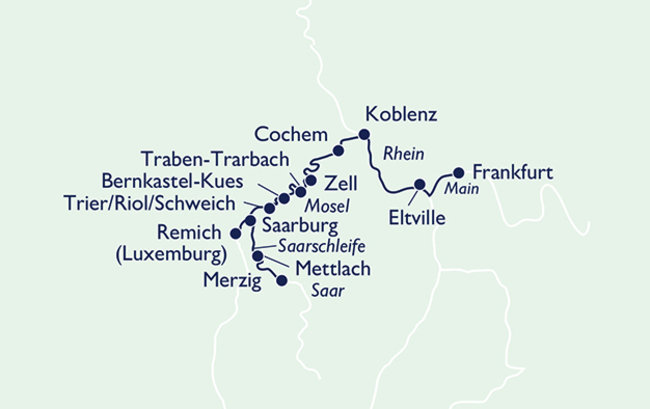 Routenkarte Saar, Mosel und Luxemburg