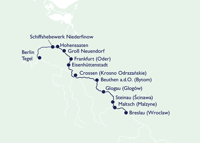 Routenkarte Kulturschätze am Oderufer