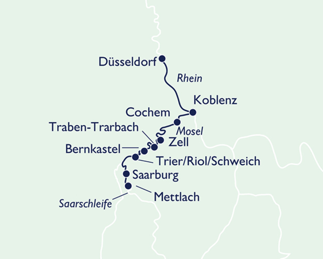 Routenkarte Auf der Mosel bis zur Saarschleife