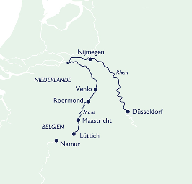 Routenkarte Auf der Maas unterwegs