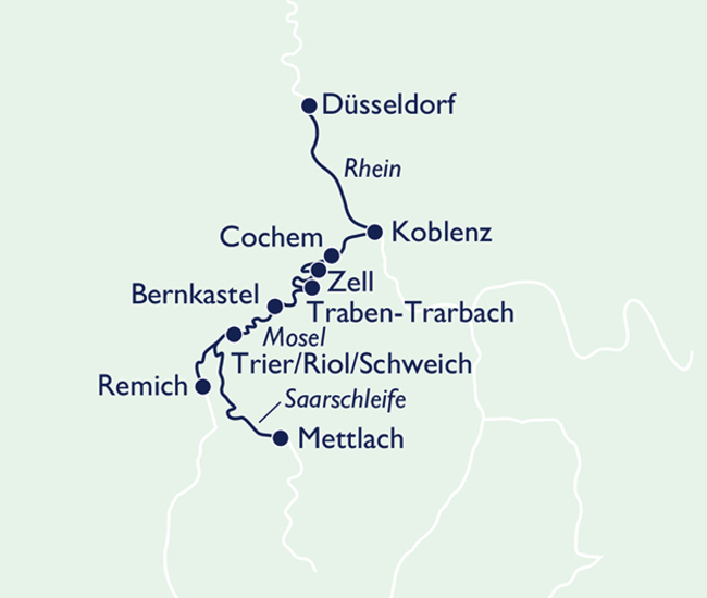Routenkarte Mosel intensiv mit Luxemburg und Saar