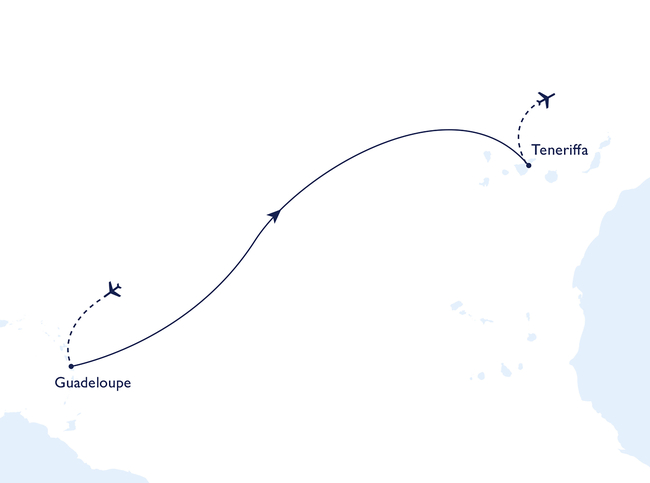 Routenkarte Über den Atlantik von der Karibik bis zu den Kanaren