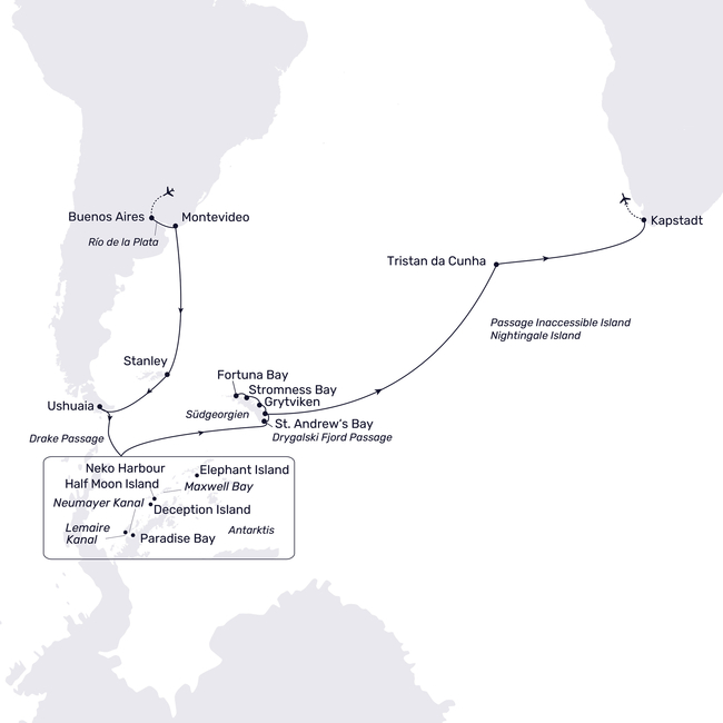 Routenkarte From Cape to Cape