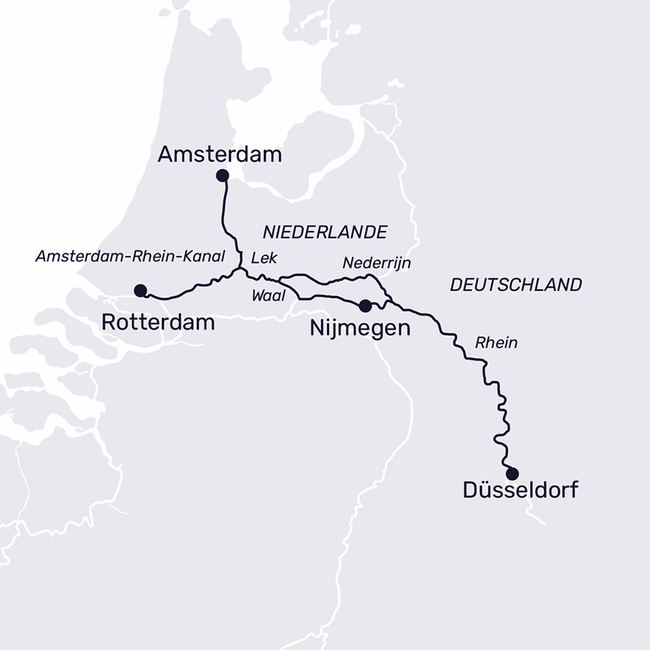 Routenkarte Kurz & intensiv: Amsterdam & Rotterdam