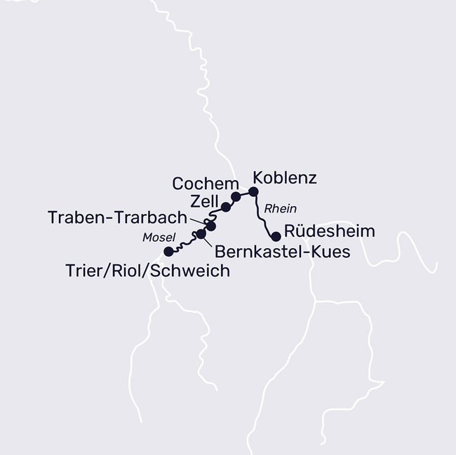 Routenkarte Edle Tropfen & sanfte Wellen: Wein-Kreuzfahrt auf der Mosel