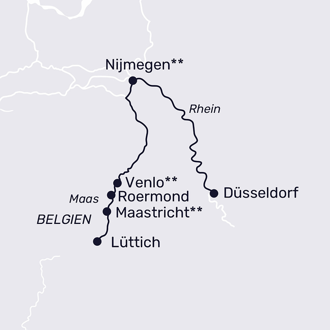 Routenkarte Die Maas entdecken...
