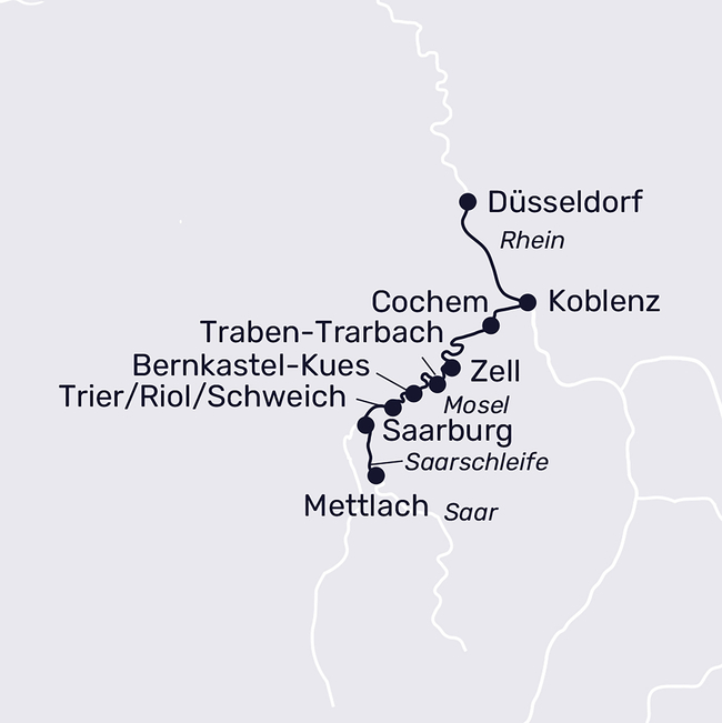 Routenkarte Entlang der Mosel zur Saarschleife