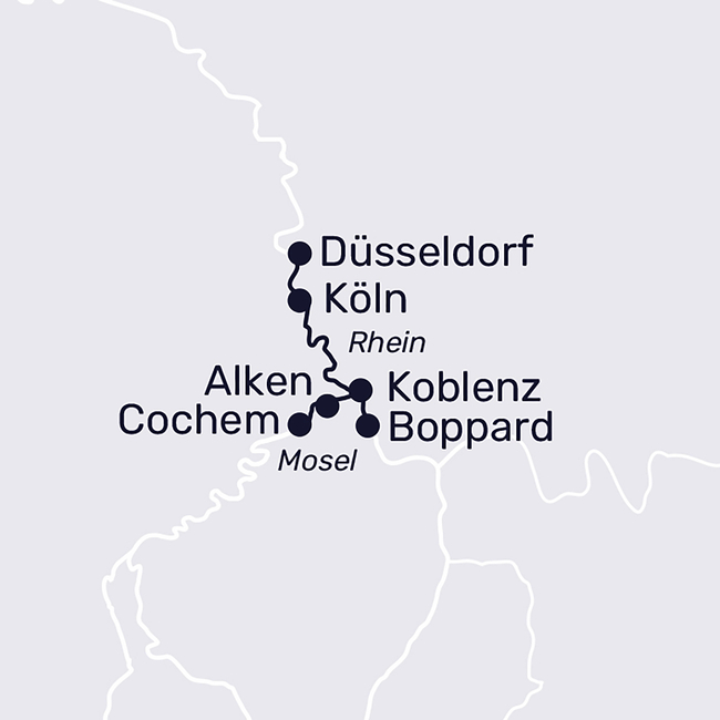 Routenkarte Schnuppertour auf Mosel und Rhein