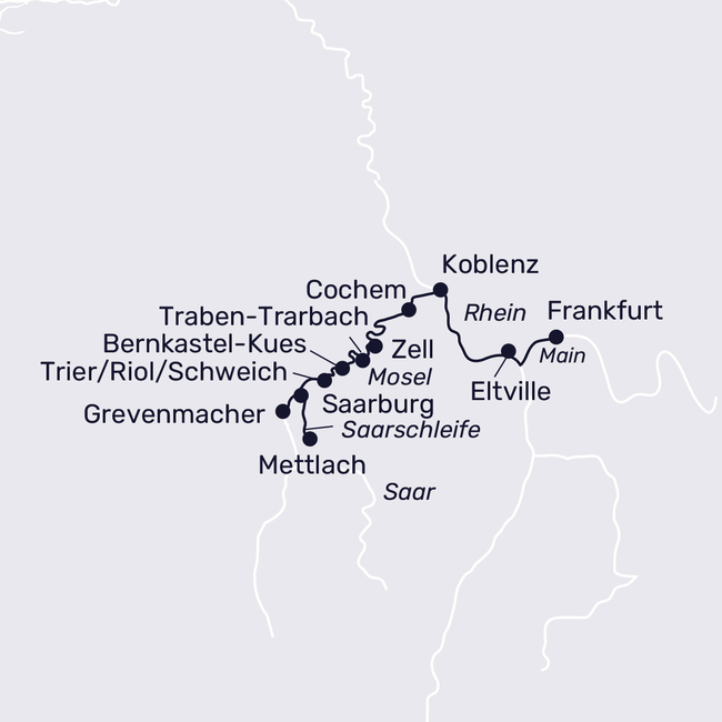 Routenkarte Saar, Mosel und Luxemburg