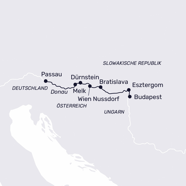 Routenkarte Donau pur