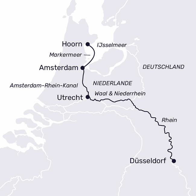 Routenkarte Amsterdam & das IJsselmeer zur Tulpenzeit