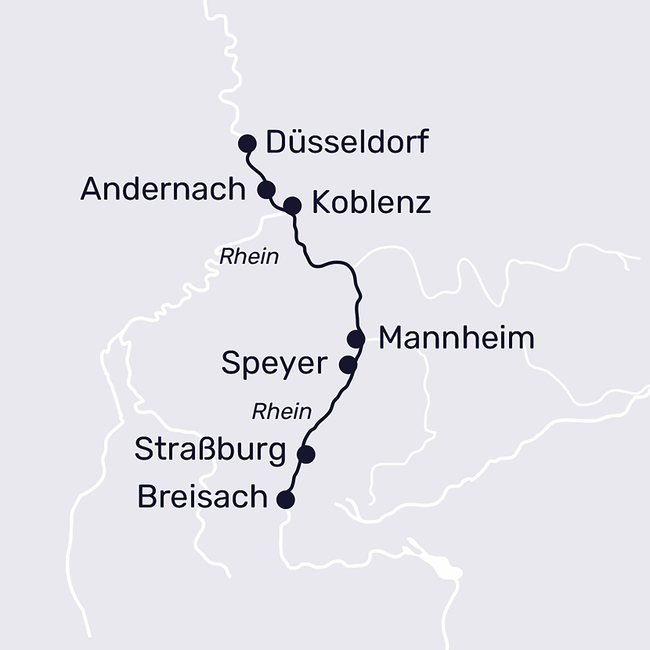 Routenkarte Rheinzauber bis ins Elsass