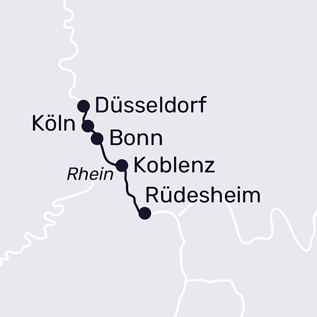 Routenkarte Rhein kompakt – Schnupperkreuzfahrt
