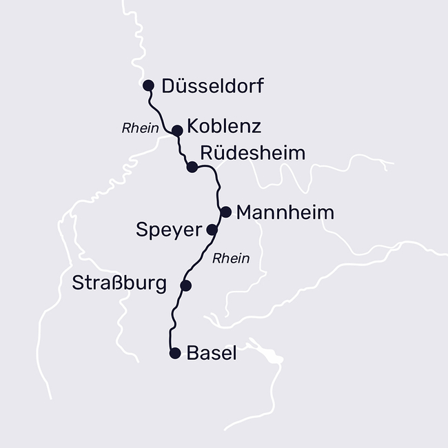 Routenkarte Weihnachten in Straßburg & Basel