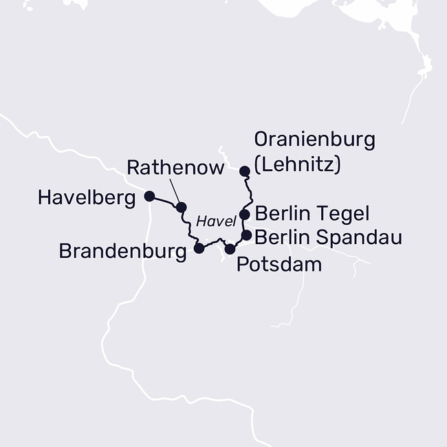 Routenkarte Kurzreise rund um Berlin
