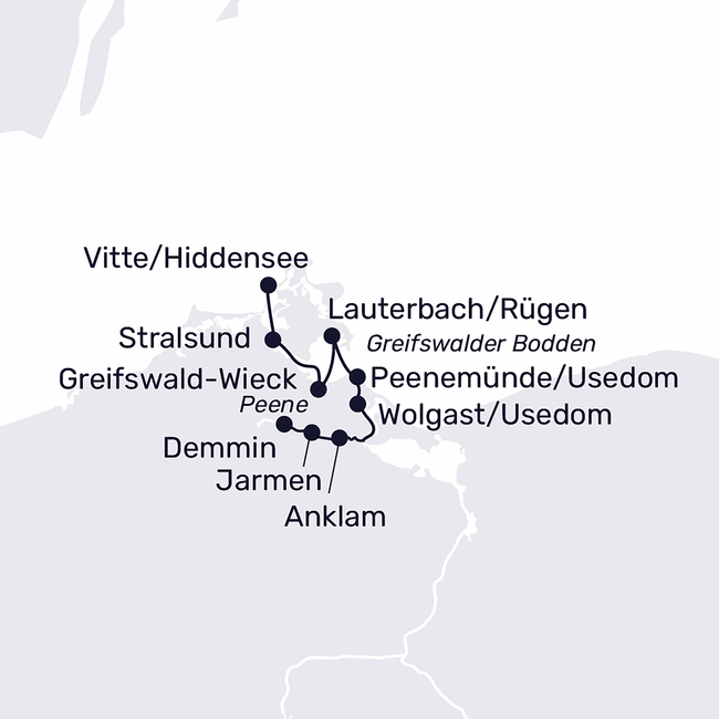 Routenkarte Amazonas des Nordens – die Peene