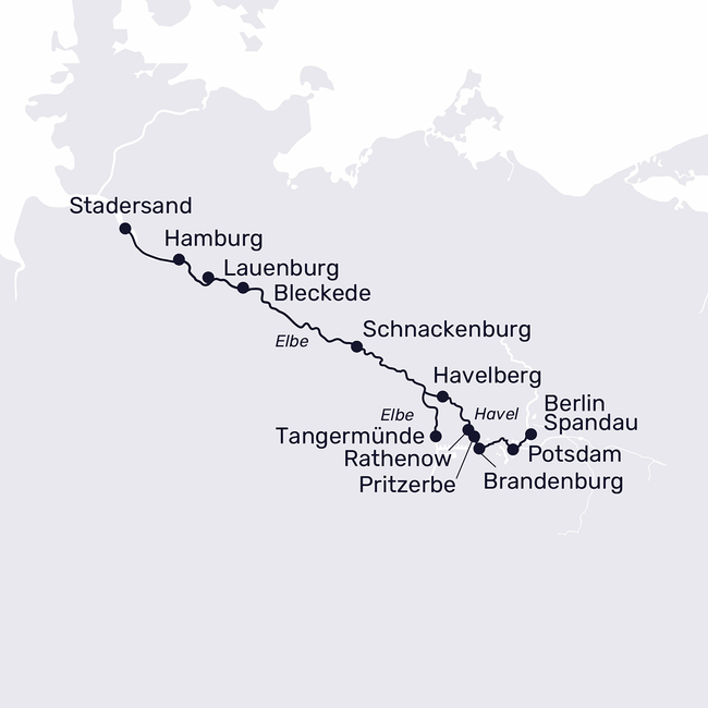 Routenkarte Hauptstadt trifft Hafenstadt