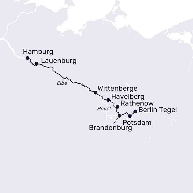 Routenkarte Hafenstadt trifft Hauptstadt