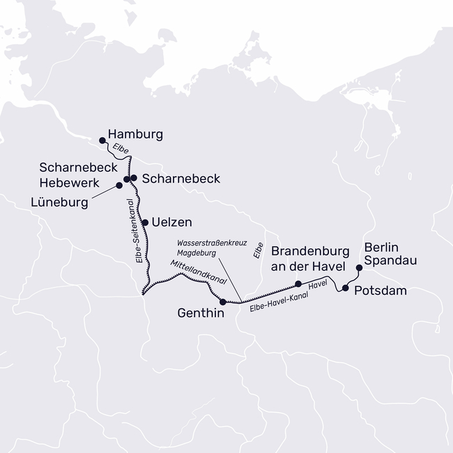 Routenkarte Weihnachten auf der Elbe