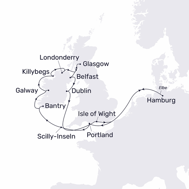 Routenkarte Around Ireland