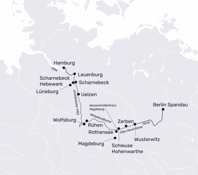 Routenkarte Herbstliche Flussromantik von Berlin nach Hamburg