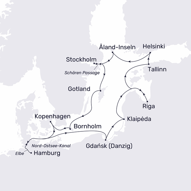 Routenkarte Grand Baltic Sea Cruise